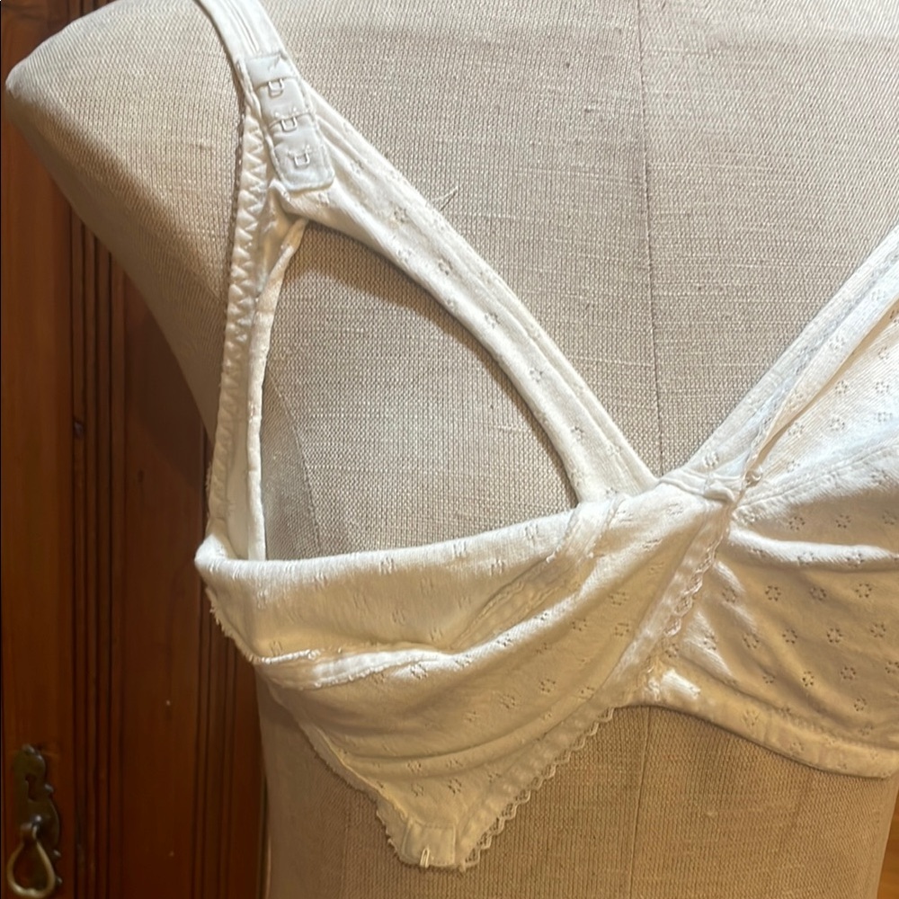 Vintage Love Pats White nursing bra cotton adjust easy open breast-feeding 36D - Picture 11 of 12